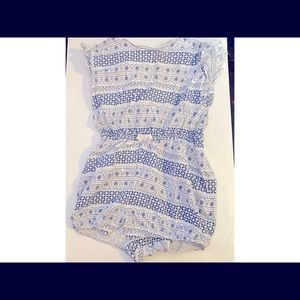 Cute blue and white romper for toddler girl!